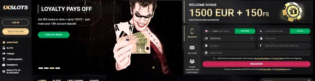 1xslots Casino Information