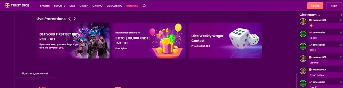 TrustDice casino bonuses